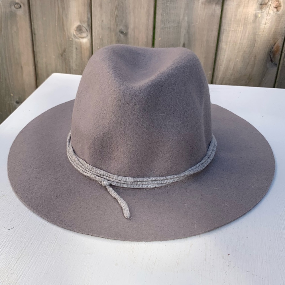 Anthropologie Taupe Wide-Brim Wool Fedora